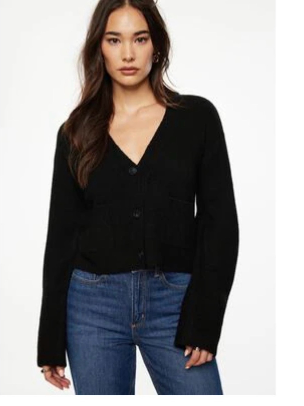 Dynamite Black Fuzzy Knit Cardigan Sweater